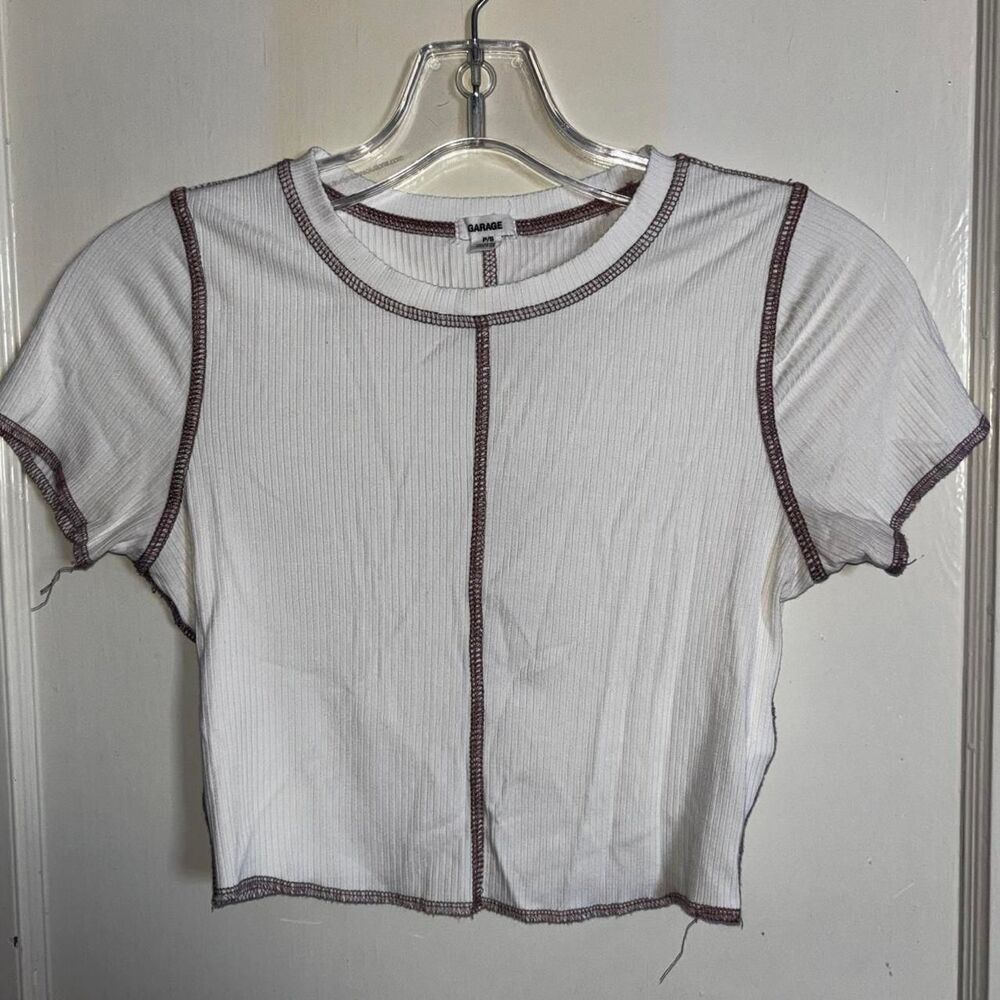 Garage Women's White and Cream Crop-top